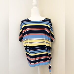NWT Rafaella striped shirt sleeves loose fit top